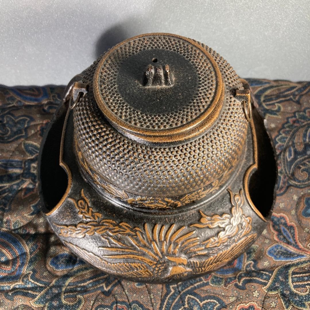 茶釜 吉羽與兵衛作 真形釜 徳力富吉郎作の鎧兜の版画付 Yahoo